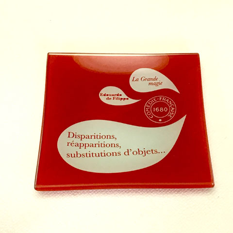 フランス　ブロカント　　“COMEDIE-FRANCAISE”ガラス　トレー