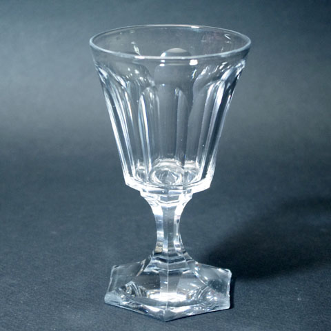 フランス　ブロカント　クリスタル　ワイングラス（底6角）