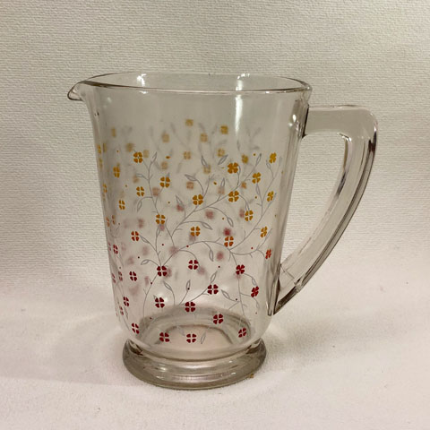 フランスブロカント　　ガラス　小花模様水差し