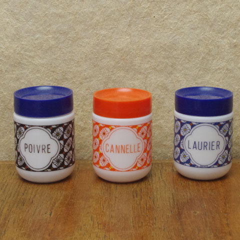 フランス　ブロカント　　ミルクガラス　スパイス入れ（3個セット)