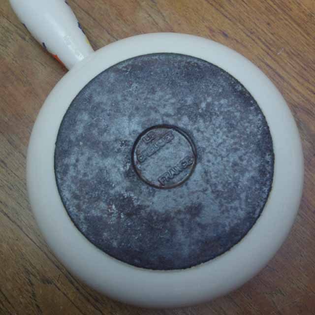 ル・クルーゼ フォンデュ鍋 ハーブ柄　Le Creuset ヴィンテージ オールドバカラ アンティーク DE BOUCHE A OREILLE / LE CREUSET