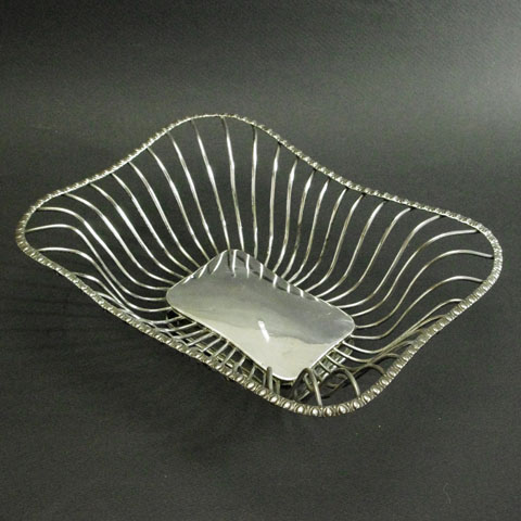 フランス　ブロカント　　パンかご　(銀メッキ）　