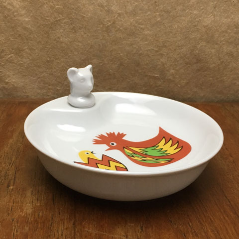 保温皿　ベビー　お年寄りに フランスブロカント ベビー用保温皿（鳥の親子）