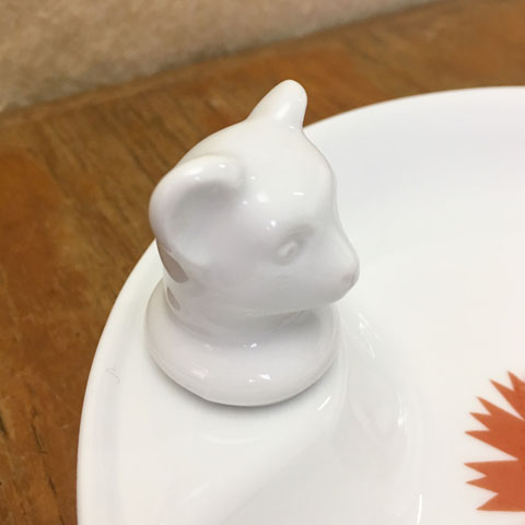 フランスブロカント ベビー用保温皿（鳥の親子）
