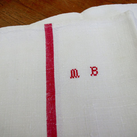 フランスブロカント モノグラム入り リネン クロス