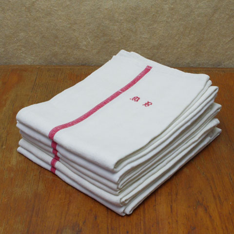 フランスブロカント モノグラム入り リネン クロス