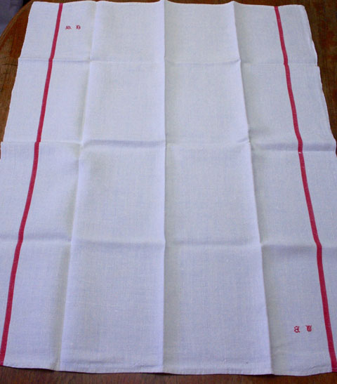 フランスブロカント モノグラム入り リネン クロス