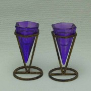 フランス　ブロカント　パープル　キャンドルスタンド　
