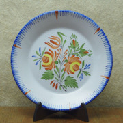 フランス　アンティーク　　手描き　花模様皿(1900年頃）