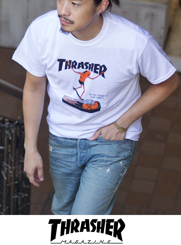 THRASHER スラッシャー　NECKFACE（ネックフェイス） Tシャツ　WHITE