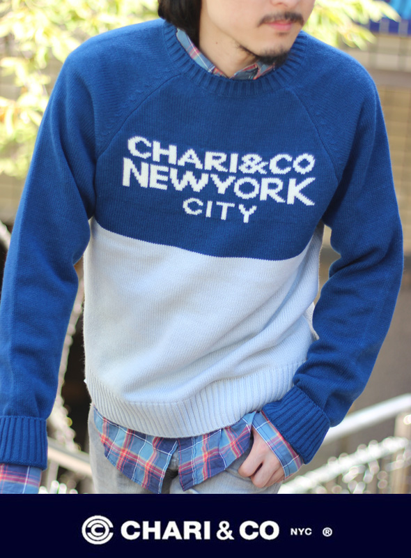 CHARI&CO チャリアンドコー BI TONE CREW KNIT  LENNON TEXT