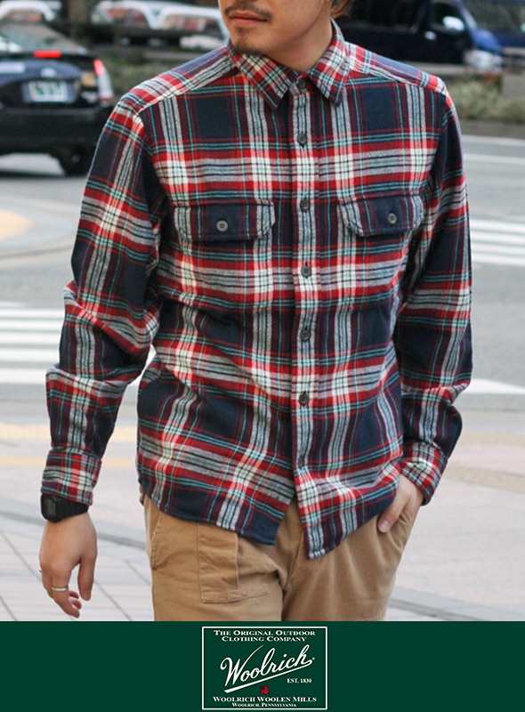 WOOLRICH WOOLEN MILLS ウールリッチウーレンミルズ COTTON FLANNEL SHIRTS NV/WH/RD