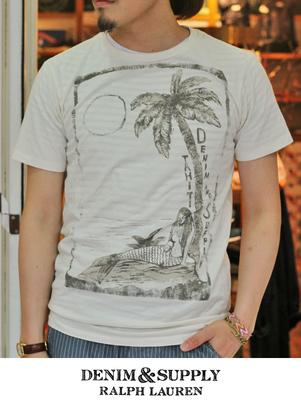 DENIM&SUPPLY by Ralph Lauren パームツリー×マーメイド S/S TEE OFF WHITE