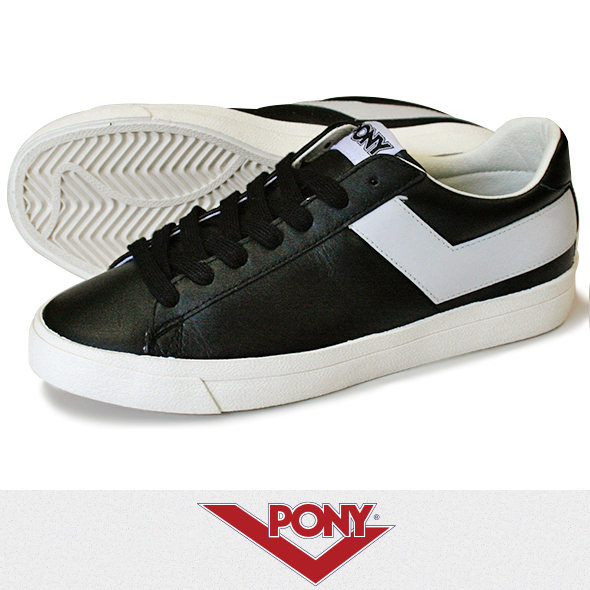 PONY ポニー TOPSTAR LEATHER BLACK/WHITE