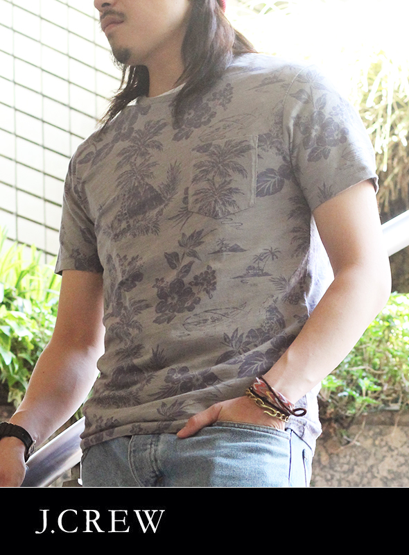 J.CREW ジェイクルーSlim Washed Aloha Pocket  S/S TEE GRY/PPL