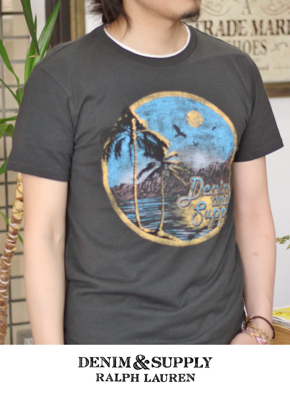 DENIM&SUPPLY by Ralph Lauren SURF PRINT  S/S TEE CHACOAL