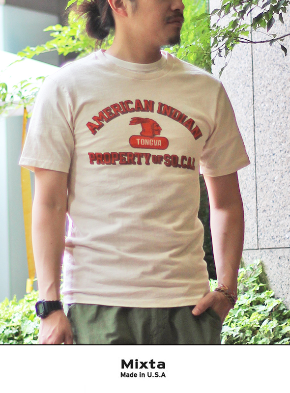 Ｍixta ミクスタ INDIAN  PRINT S/S TEE NATURAL