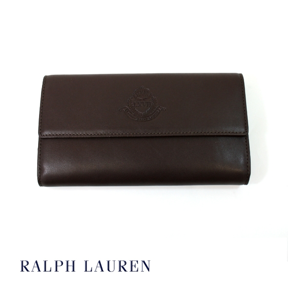 LAUREN RALPH LAUREN ラルフローレン　レザー型押し3つ折りウォレット