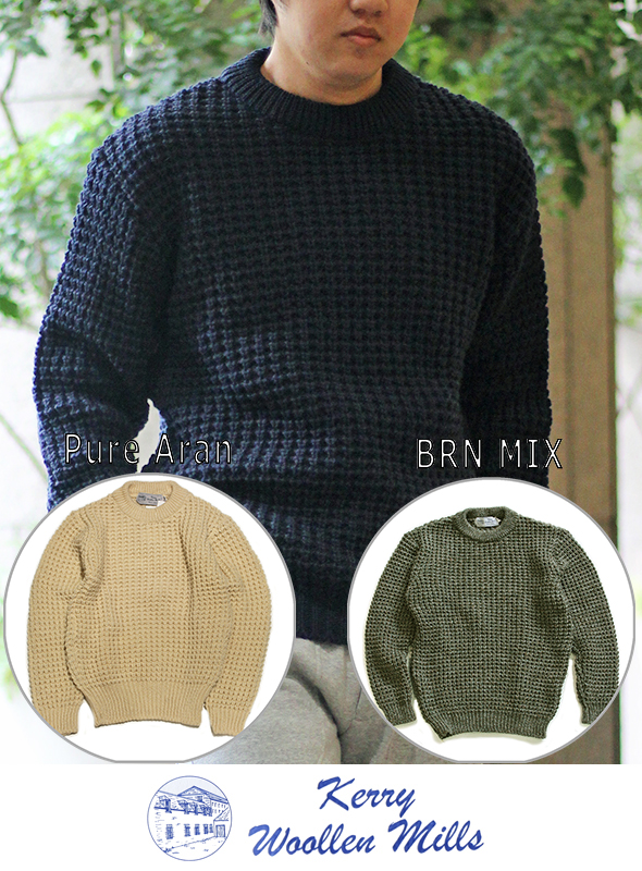 kerry woollen mills ケリーウーレンミルズ Popcorn Crew Neck Sweater