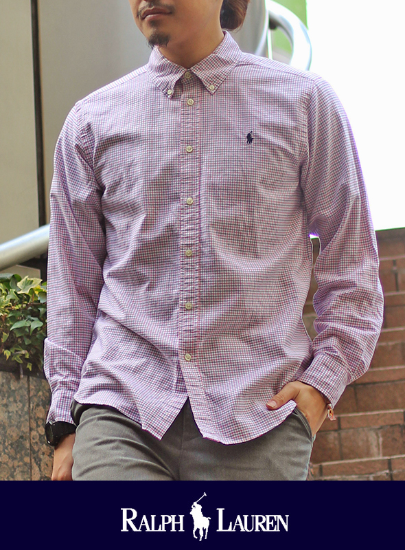 POLO RALPH LAUREN ポロ ラルフローレン ウィンドーペーンBOY'Sシャツ WH/PK/BK