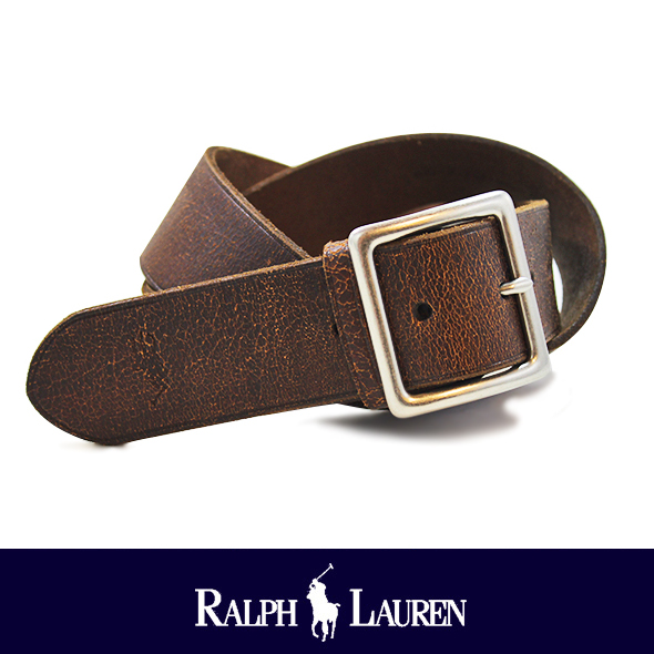 POLO RALPH LAUREN ポロ ラルフローレン  クラックレザーベルト D.BRW W36