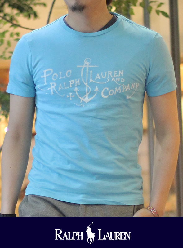 POLO RALPH LAUREN ポロ ラルフローレン アンカープリント S/S Tシャツ SAX