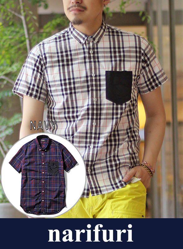 narifuri ナリフリ Bias check short sleeve shirt （NF925）
