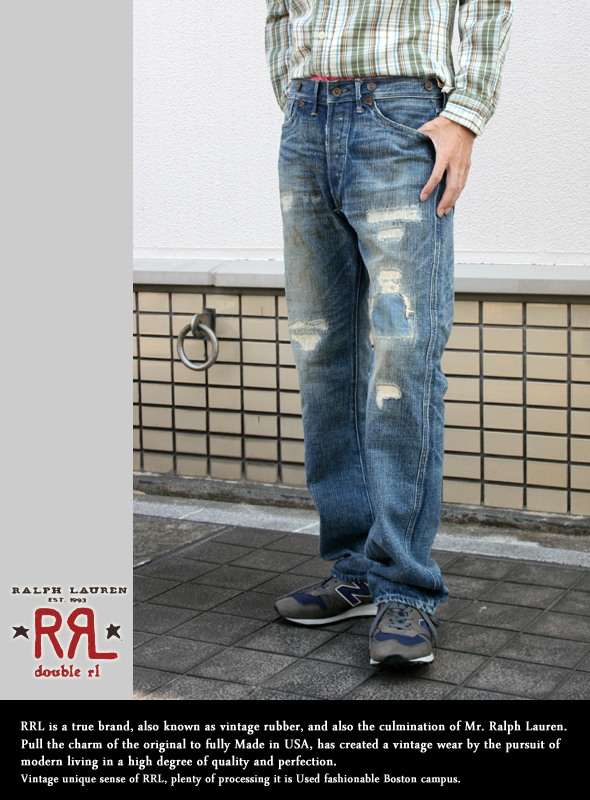RRL ダブルアールエル バックルバックリペアデニム