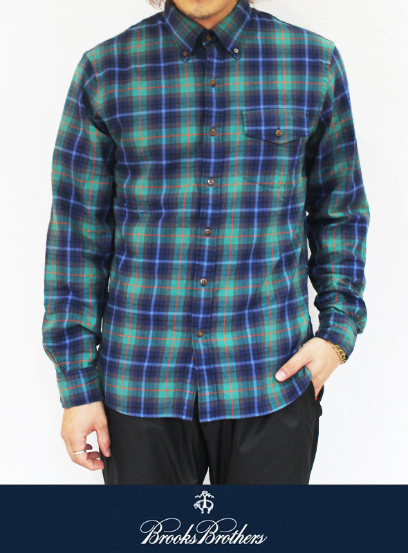 BrooksBrothers B.D チェックネルシャツ GRN/ORG