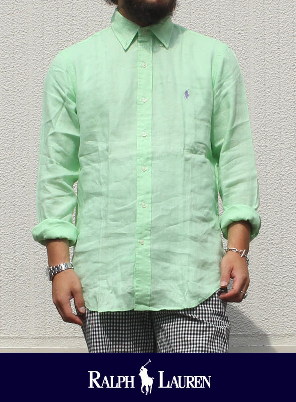 POLO RALPH LAUREN ポロ ラルフローレン  B.Dリネンシャツ LIME GREEN