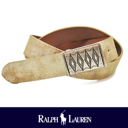 POLO RALPH LAUREN ポロ ラルフローレン  クラッキングレザーバックルベルト WHT/GLD