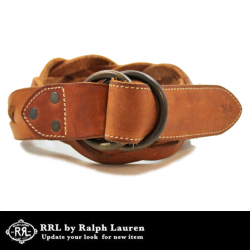 RRL ダブルアールエル レザー編込みベルト BROWN W34