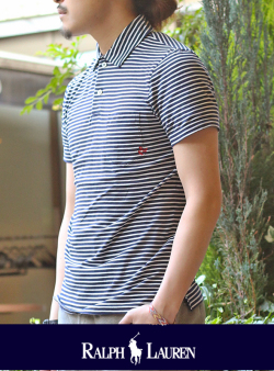 POLO RALPH LAUREN ポロ ラルフローレン シルケットボーダーS/Sポロシャツ NV/WH
