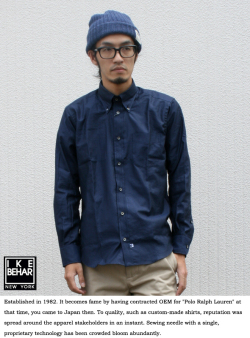 IKE BEHAR アイクベーハー JOHN L/S ボタンダウンシャツ　getznar paper別注