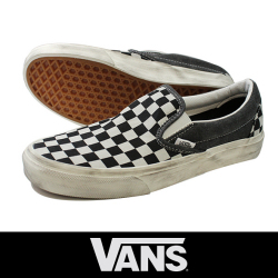 VANS バンズ CLASSIC SLIPON OVER WASHED BLACK/CHECK