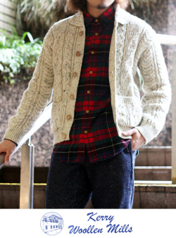 kerry woollen mills ケリーウーレンミルズ Aran Collar Cardigan