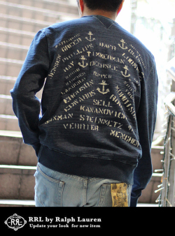 RRL ダブルアールエル INDIGO DYE SWEAT ステンシルプリント