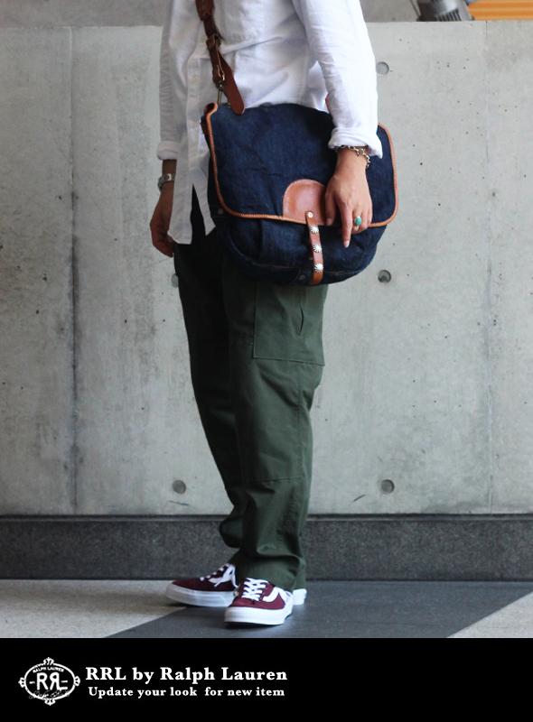 RRL ダブルアールエル デニム&レザーフラップショルダーバッグを通販  
