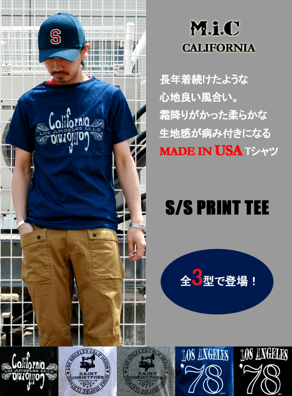 M.I.C CALIFORNIA(エムアイシーカリフォルニア) S/SプリントTシャツ