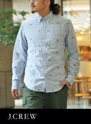J.CREW ジェイクルー SLIM FITウォッシュドオックスフォードシャツ　ドッグ刺繍