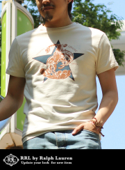 RRL ダブルアールエル COWBOY RODEO PRINT TEE OFF WHITE
