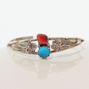 INDIAN JEWELRY NAVAJO  ナバホ族 ターコイズ&コーラル バングル