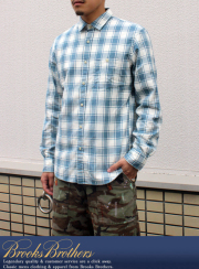 BrooksBrothers ブルックスブラザーズ　オーバーチェック ワークシャツ WHT/BLU