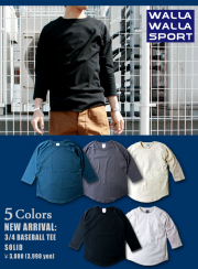 WALLA WALLA SPORTS ワラワラ 3/4 BASEBALL TEE SOLID