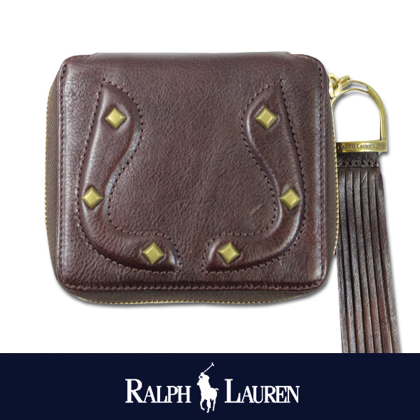 POLO RALPH LAUREN ポロ ラルフローレン レザースタッズ二つ折りウォレット