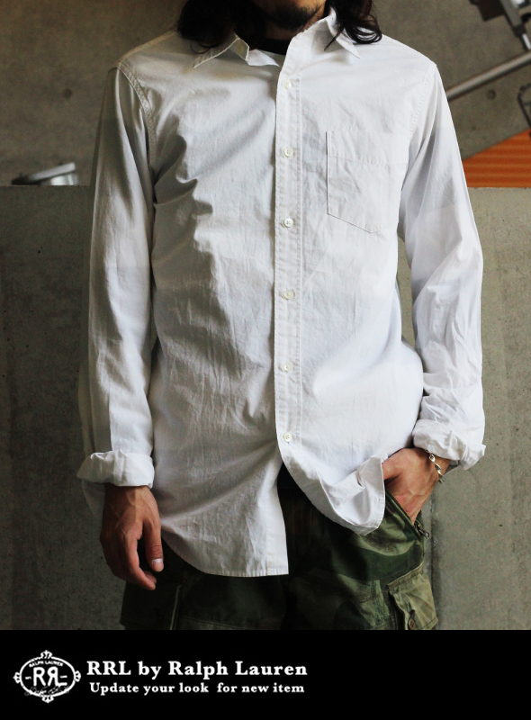 RRL ダブルアールエル コットンL/S-SHIRT WHITE◆SALE 50% off◆