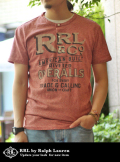 RRL ダブルアールエル ヘンリーネック LOGO PRINT TEE 杢RED