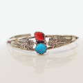 INDIAN JEWELRY NAVAJO  ナバホ族 ターコイズ&コーラル バングル