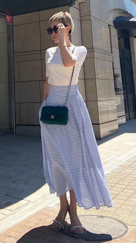 日本製 シャーリングギンガム フレアスカート｜JENNE(ジェンヌ)公式  