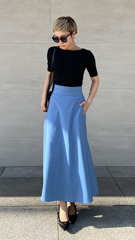 ジェンヌ　極美品　フレアスカート　ネイビー　Sサイズ　JENNE 日本製ボリュームタック フレアスカート（スカート）｜JENNE